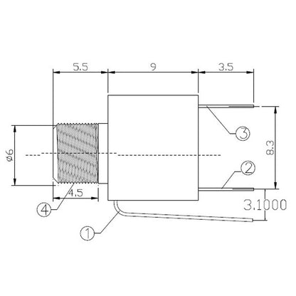 WQP-WQP518MA Qingpu 3.5mm Eurorack TS Mono Jack PC Pin With Hex Nut